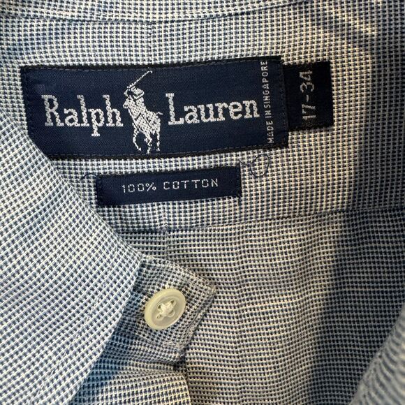 Ralph Lauren Blue Label 17-34 Longsleeve 100% Cotton Button-Up Button-Down Shirt - Picture 4 of 5
